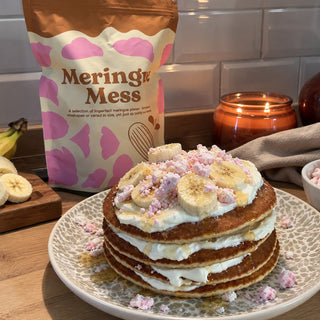 Easy Banana Pancake Stack with Greek Yoghurt, Honey & Meringue Mess 🥞