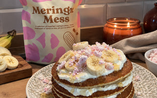 Easy Banana Pancake Stack with Greek Yoghurt, Honey & Meringue Mess 🥞