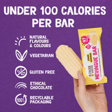 Flower & White meringue bar held in hand with under 100 calories per bar